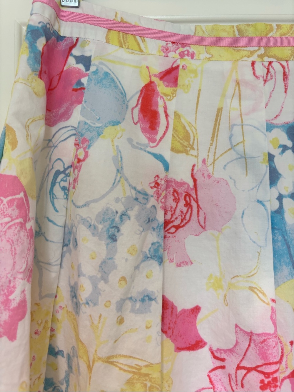 Sigrid Olsen Sz 12 Cotton Floral Print Skirt Blue Pink Cottagecore Resortwear - Picture 3 of 12